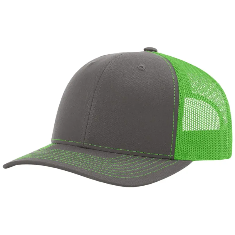Richardson Charcoal/Neon Green Trucker Cap
