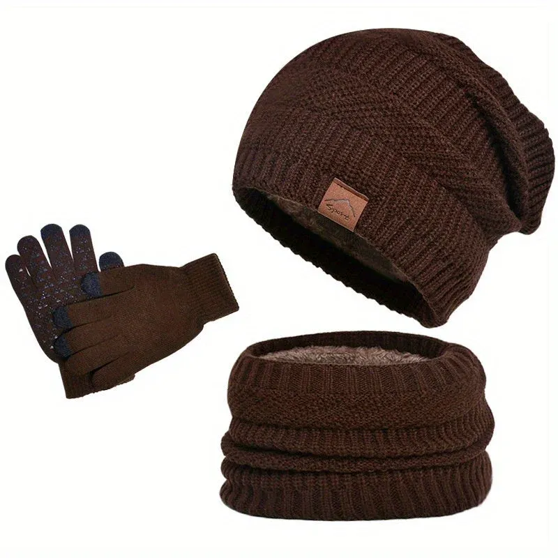 Freizeit Winter Plüsch 3-teiliges Set für Männer – Valdoro