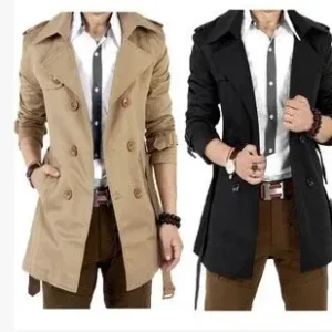 Herren eleganter Trenchcoat mit praktischen Knopfdetails und stilvollen Taschen – Marzano
