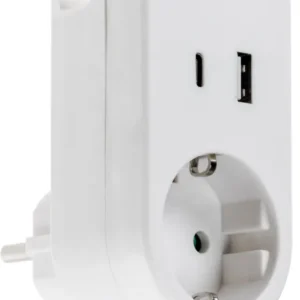 Zwischenstecker mit USB Duo-Ladegerät 230V/3680W, USB-A /USB-C 5,0V/3,4A