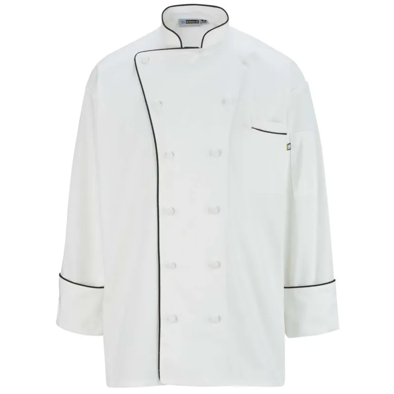 Edwards Men's White 12 Button Cloth Classic Chef Coat with Trim