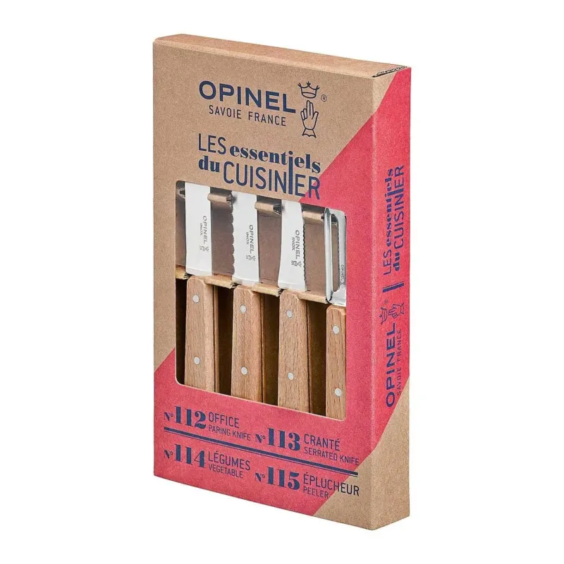 Opinel Küchenmesser-Set LES ESSENTIELS Buche, natur, 4-teilig Rosy Brown Opinel