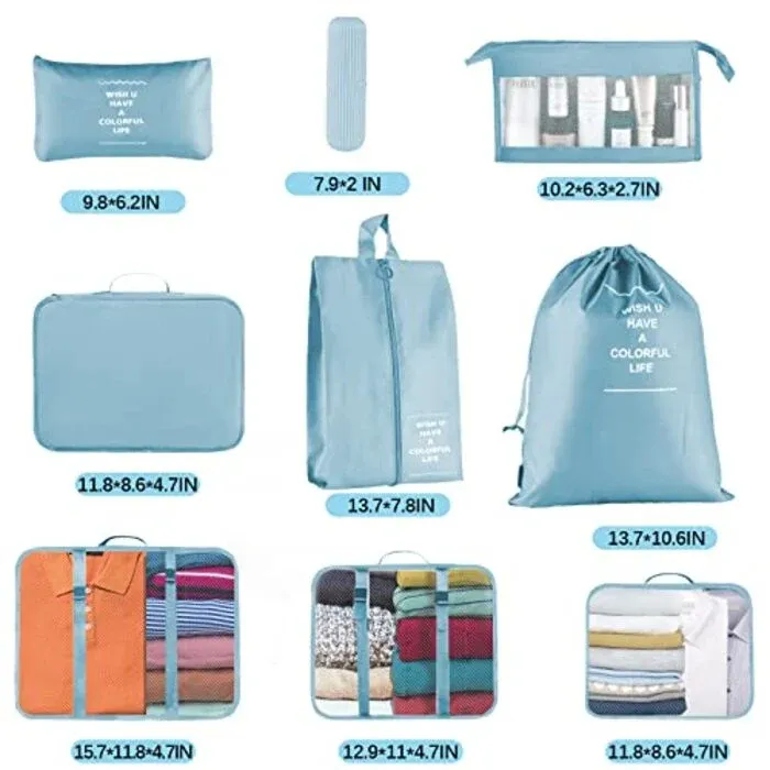 Packing cubes for suitcases, 9 pieces Luggage organizer for rucksack