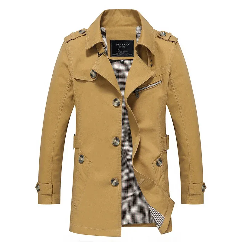 Herren lässige Trenchjacke mit praktischen Taschen und modernem Design – Marzano