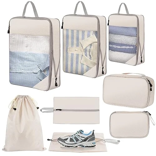 Packing Cubes clothes bags, suitcase organizer for vacations and travel