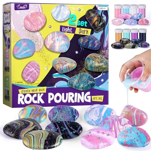 2 in 1 Box Stones Painting Set-Lights Casting colors-Creative painting set for children