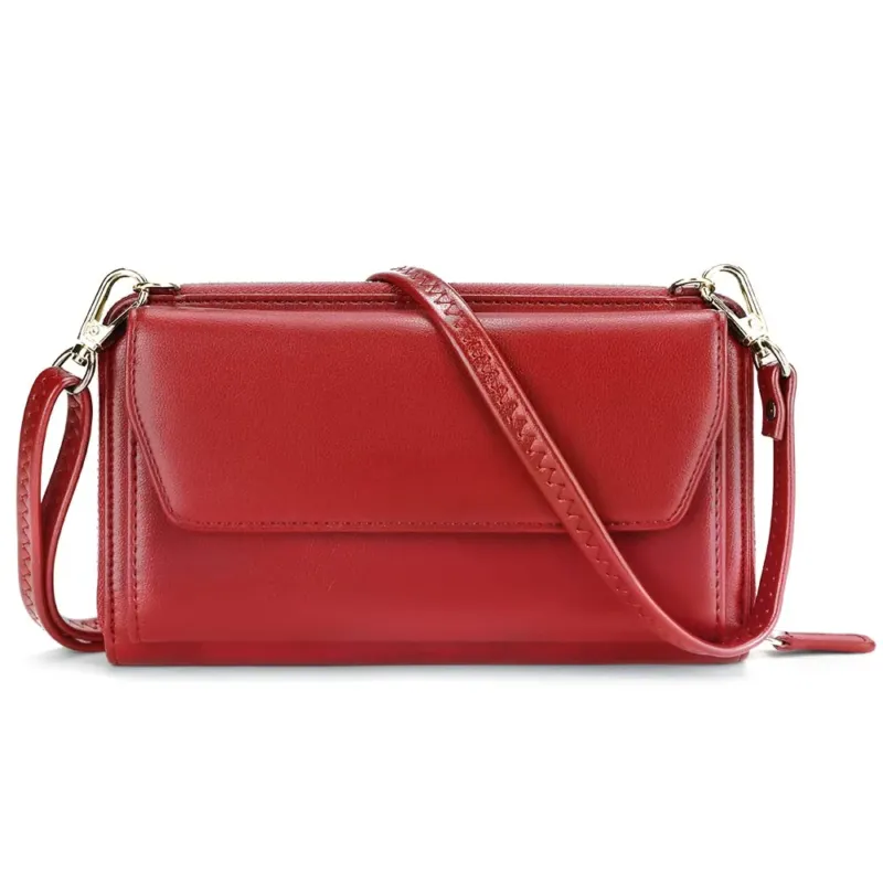 Small wallet with credit card holders, cell phone pocket with zipper around 2 straps