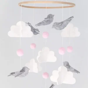 Mobile baby wind chimes, mobile baby crib bed bell wood