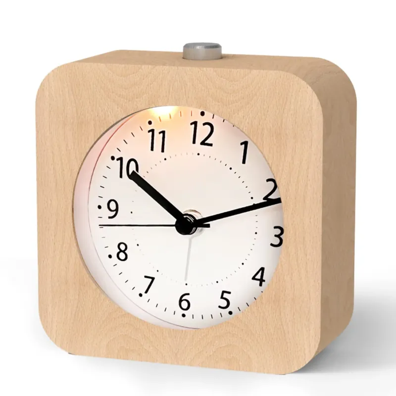 Analogue Alarm Clock, No Ticking, Alarm Clock with Snooze, Bedside Table Clock with Night Light
