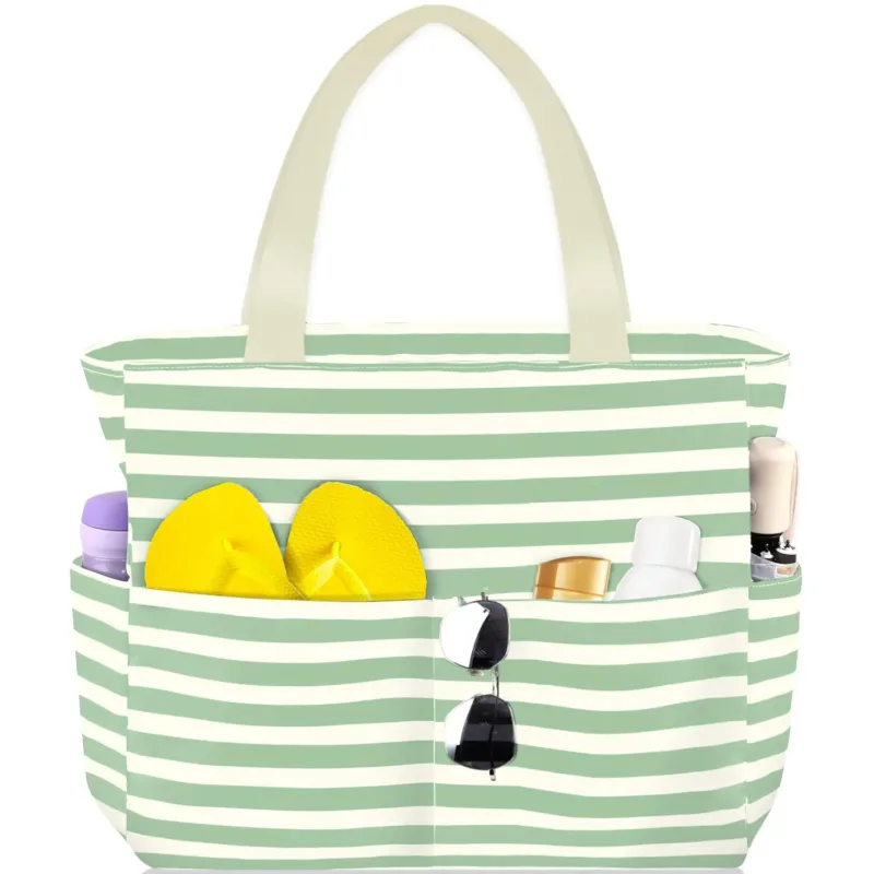 Large Beach Bag with Zip Waterproof Bath Bag Family Beach