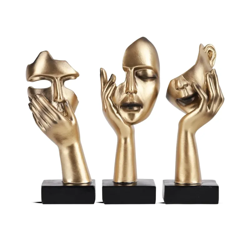 3 Pieces Thinker Statue, Abstract Art Sculpture
