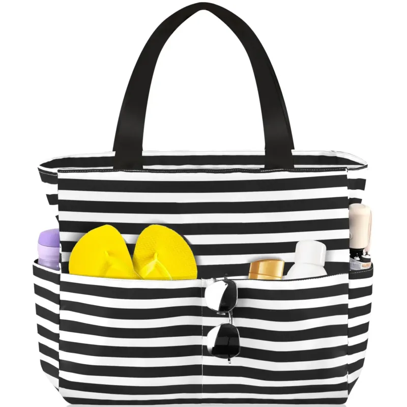 Large Beach Bag with Zip Waterproof Bath Bag Family Beach