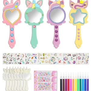 Unicorn crafts, children's birthday party unicorn wooden mirror for children, DIY wooden craft set