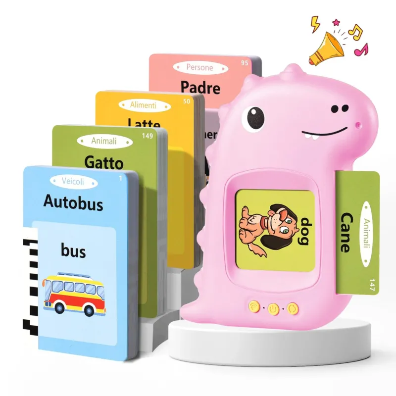 Talking flashcards educational toy Italian learning for children preschoolers 112 sheets 224 words