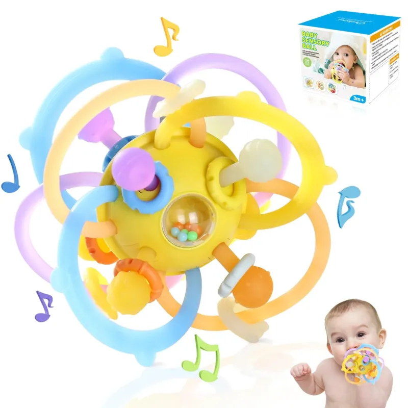 Gripping ball teething ring baby, silicone baby toy, light sensory toy baby, teething aid teething toy baby rattle