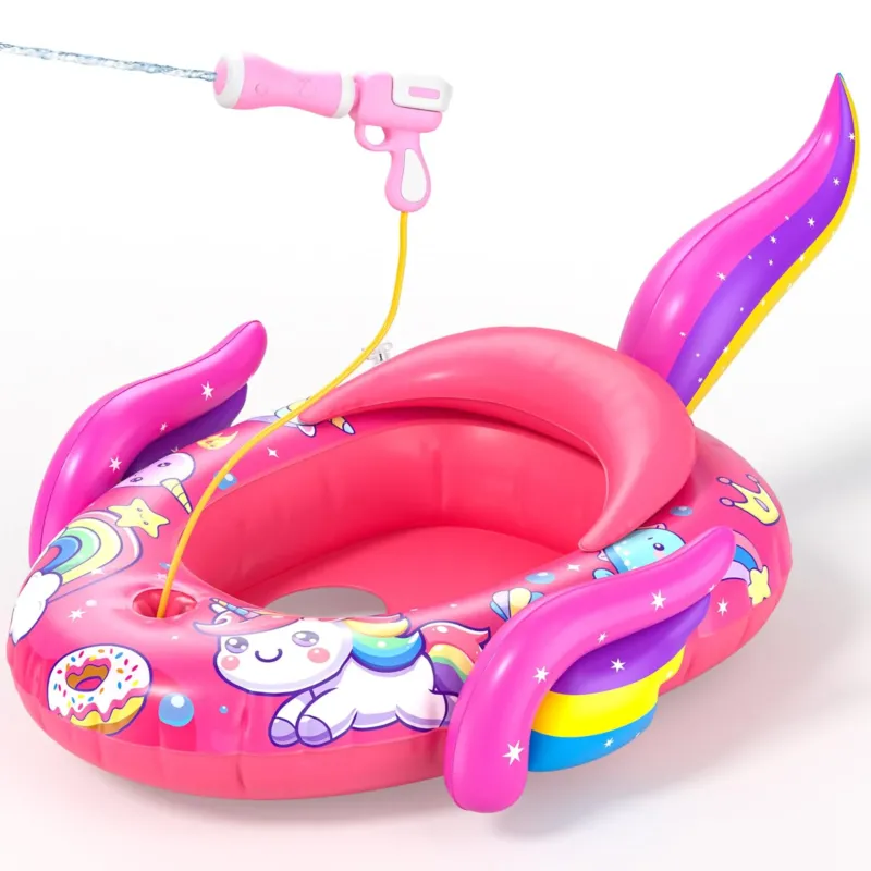 Children's Swimming Ring with Water Gun, Inflatable Swimming Hoop