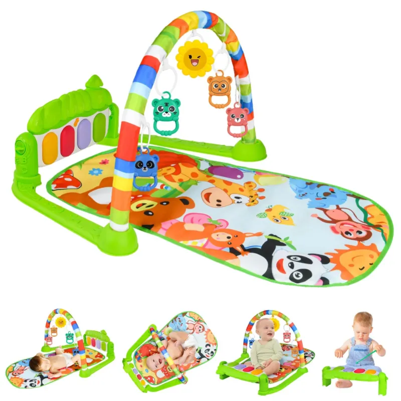 Crawling Blanket with Music and Lights, Play Mat with Play Arch, Removable Baby Toy