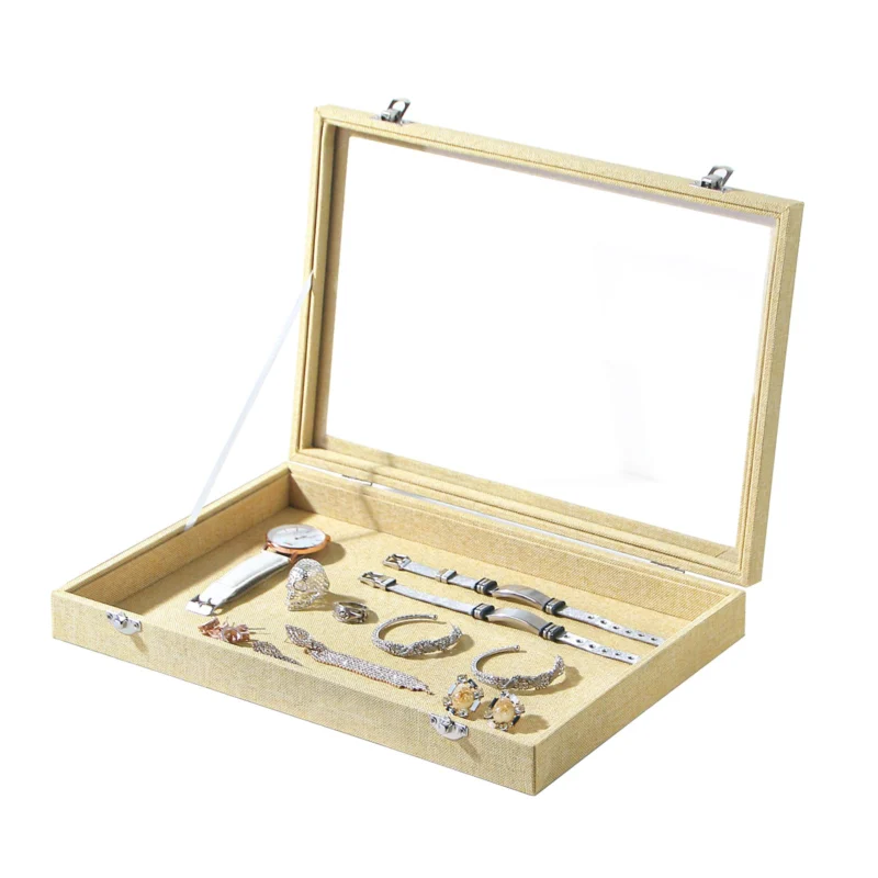Jewellery Storage Box, Display Tray Box with Lid for Storing Necklaces