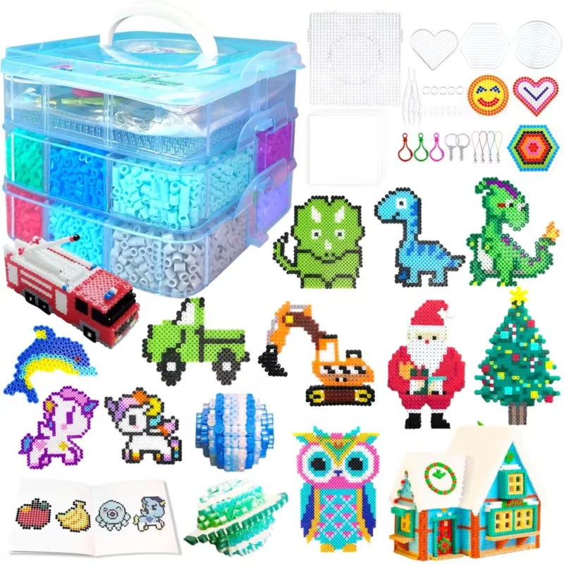 11000 pieces iron on beads set, iron on beads with storage box, iron on beads plates