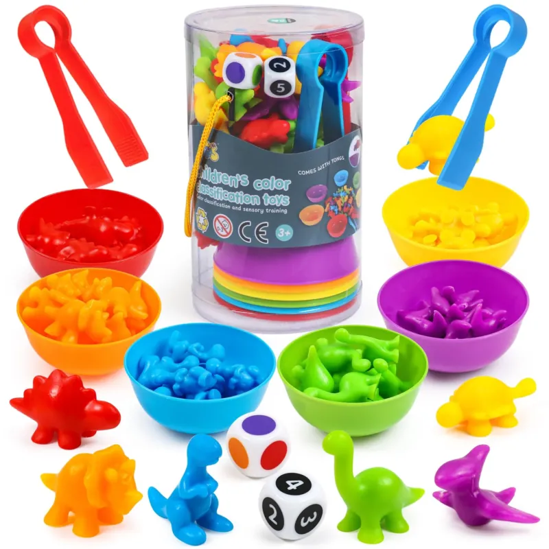 Colored Classification Toys Set With Matching Sorting Cups And Tweezers