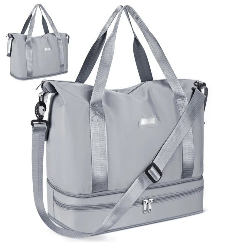 Sports bag Foldable travel bag with shoe compartment and wet compartment, water-repellent