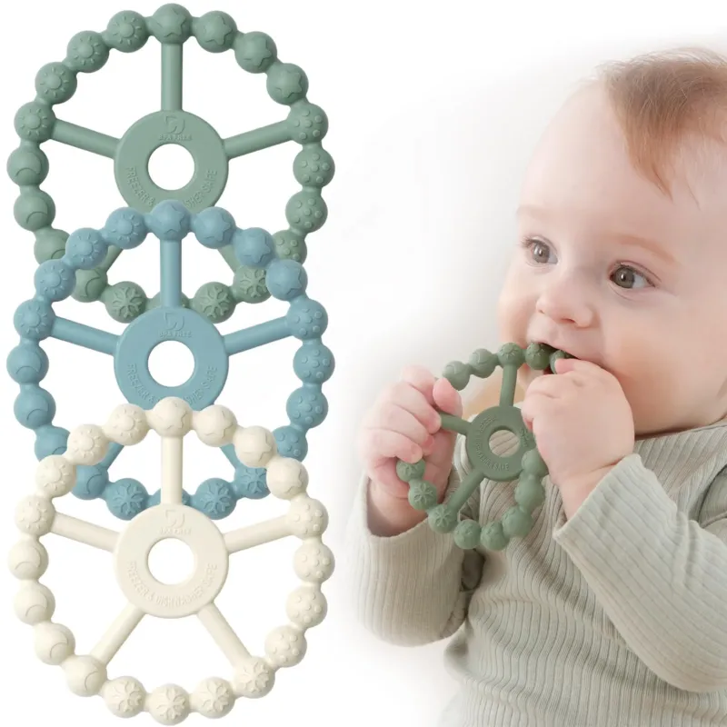 Teething ring baby, 3-pack teething ring baby toy cooling, silicone grasping ring