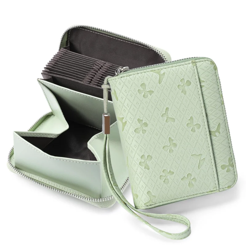 Wallet Leather RFID Protection Credit Card Case, Zippered Wallet, Organ Style Wallet