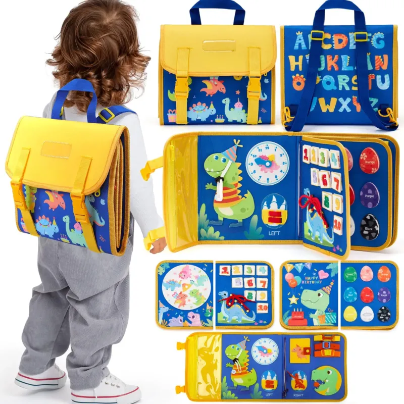Toddler toy Busy Board, 18 in 1 preschool learning activities with 12 life skills