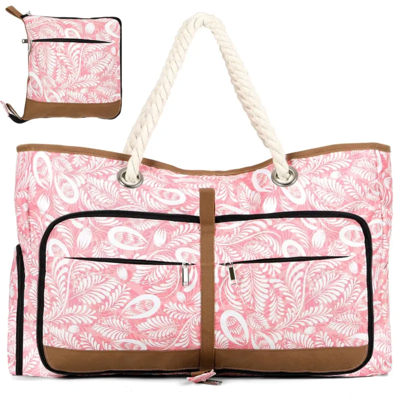 Large Beach Bag with Zip, Versatile Shopper Bath Bag Sauna Bag Travel Bag Tote Bag