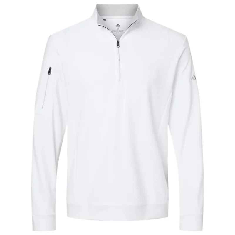 adidas Men's White Performance Texture Quarter Zip