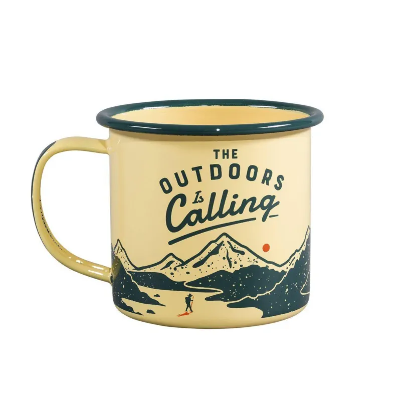 Emaille Becher - The Outdoors is Calling Tan Gentlemens Hardware
