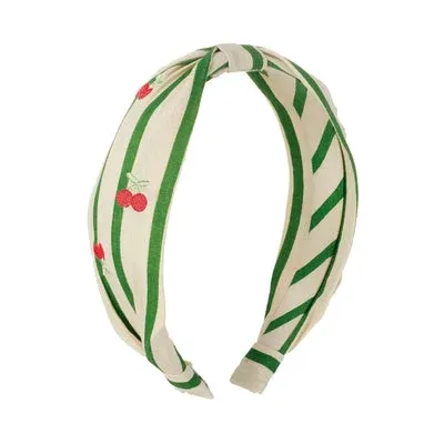 Gestreiftes Haarband mit Kirschkuss-Motiv (H2539G) White Smoke Rockahula Kids