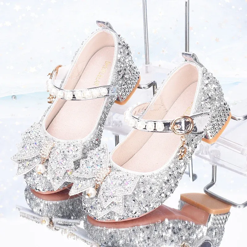 Mädchen Glitzernde Mary Jane Schuhe mit dekorativen Schleifen