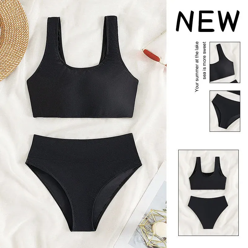 Damen Sport-Bikini mit hohem Bund und breiten Trägern – Maréssa