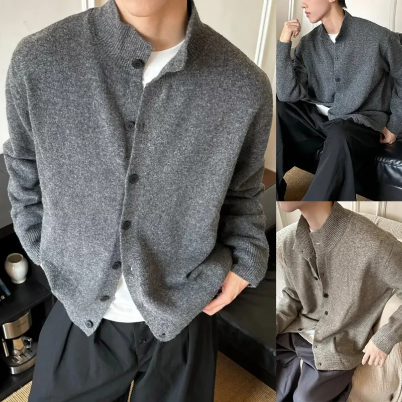 Herren Gemütlicher Strickpullover mit Knopfleiste Echoarchiv