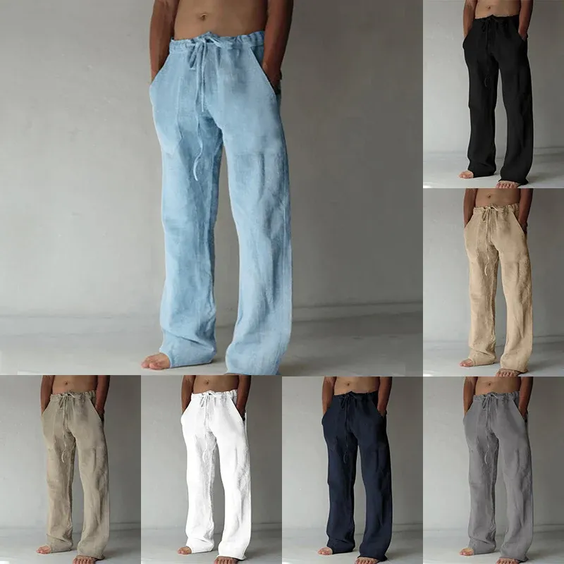Herren lässige Leinen-Hose mit elastischem Bund und praktischen Seitentaschen – Sorevano