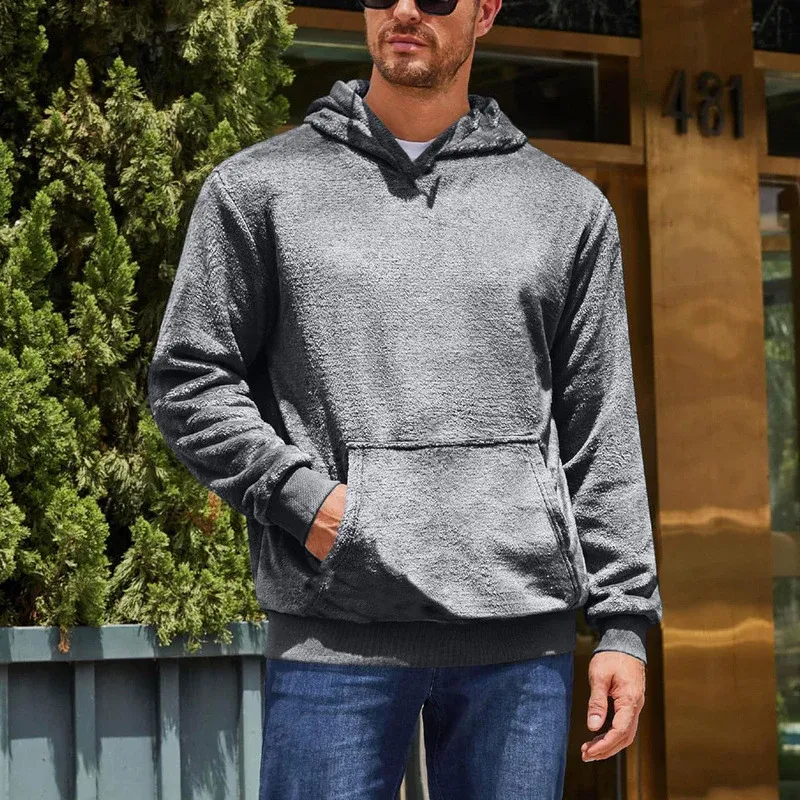 Herren kuscheliger Fleece Hoodie mit Kängurutasche – Cavarno