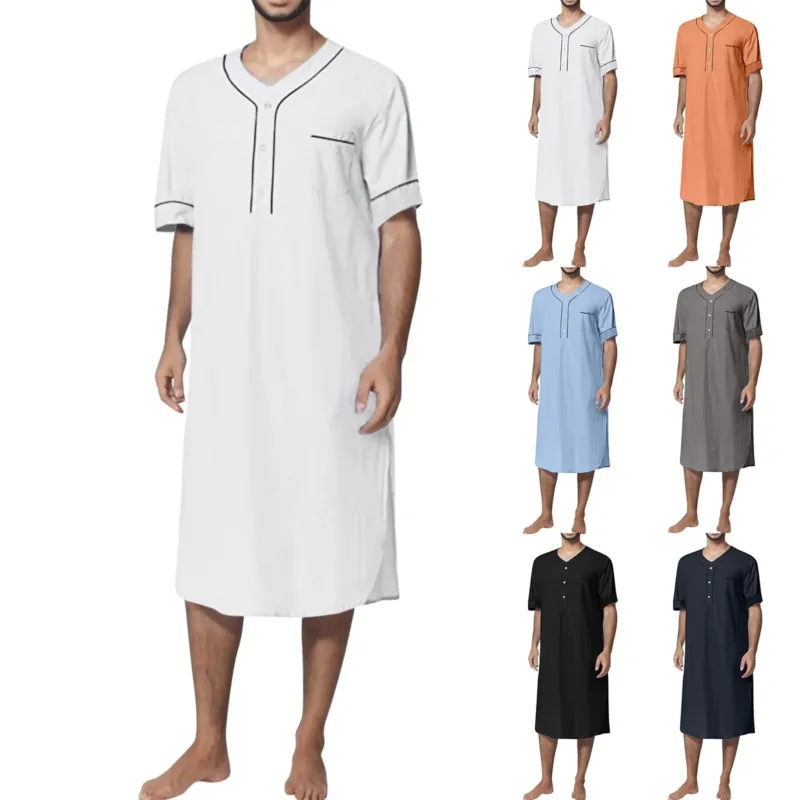 Damen Kurzarm-Kleid mit modernem Stehkragen und praktischer Knopfleiste – Élara