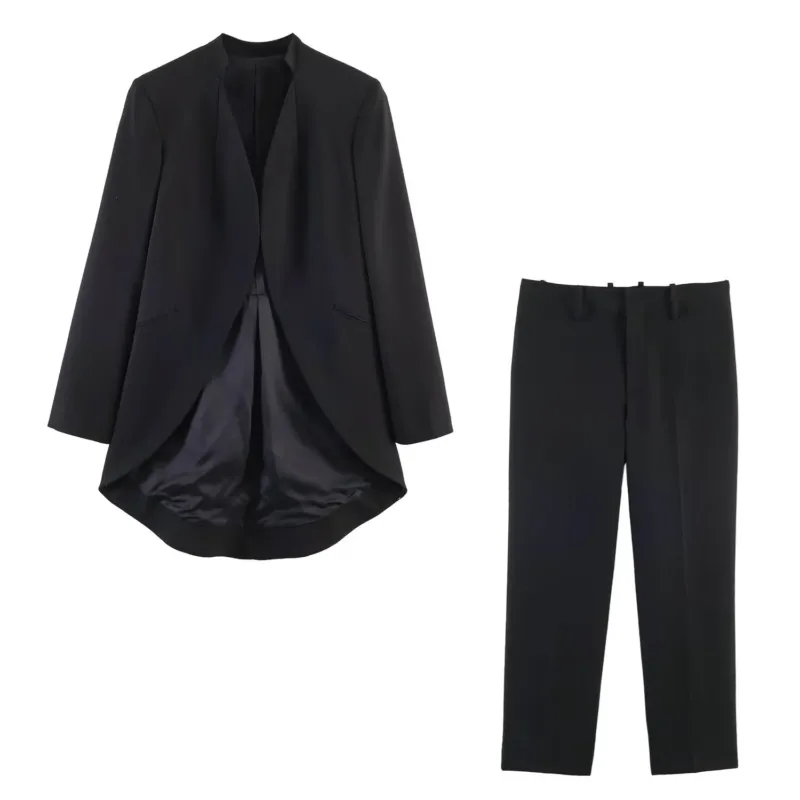 Damen elegante Stoffhose mit weitem Bein und optimierter Passform – Avélisse