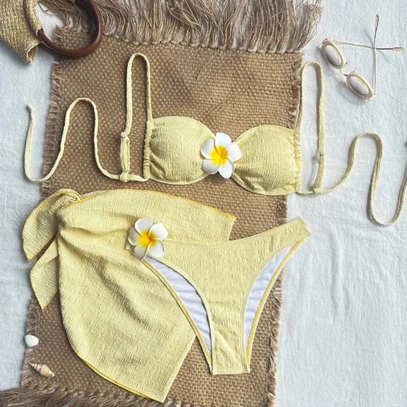 Damen Bandeau-Bikini mit feiner Struktur – Maréssa