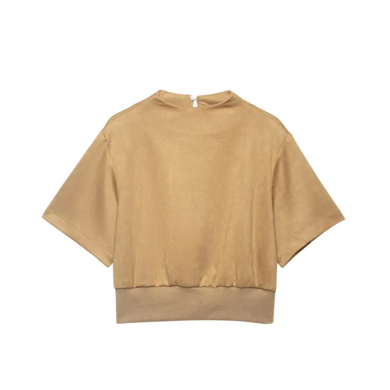 Damen Cropped T-Shirt mit elegantem Bund – Orélia