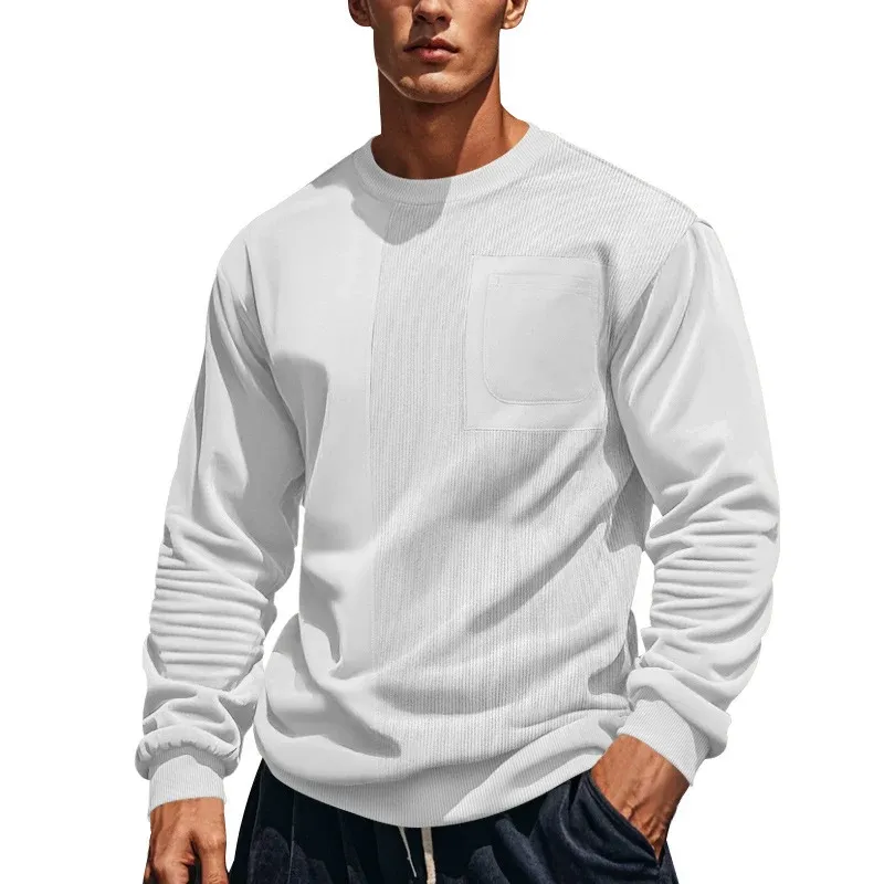 Herren lässiger Sweatshirt mit strukturiertem Design und praktischer Brusttasche – Marzano