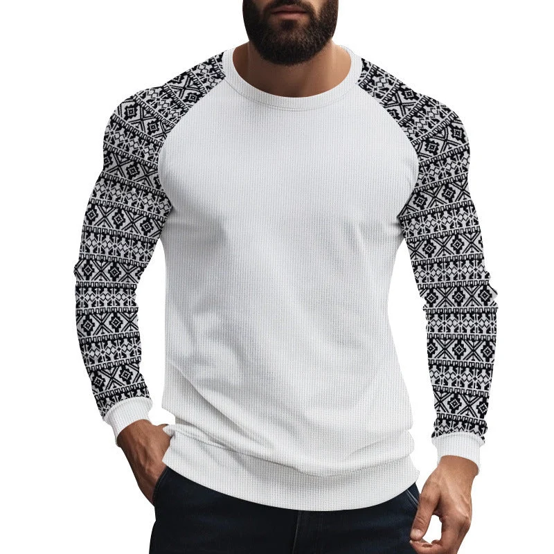 Herren modischer Langarmpullover mit geometrischem Muster – Norvane
