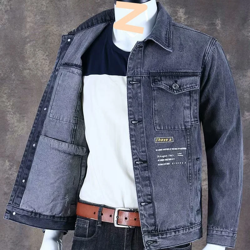 Herren Modische Denimjacke mit zwei Brusttaschen – Denvaro