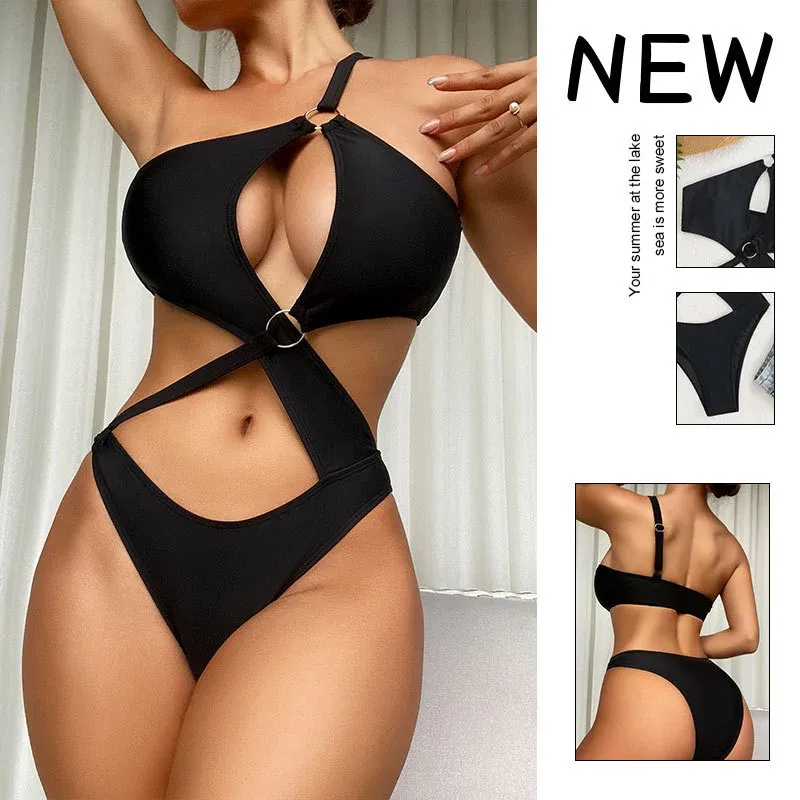 Damen Einteiliger Badeanzug mit modischem Cut-Out-Design und verstellbaren Trägern – Maréssa