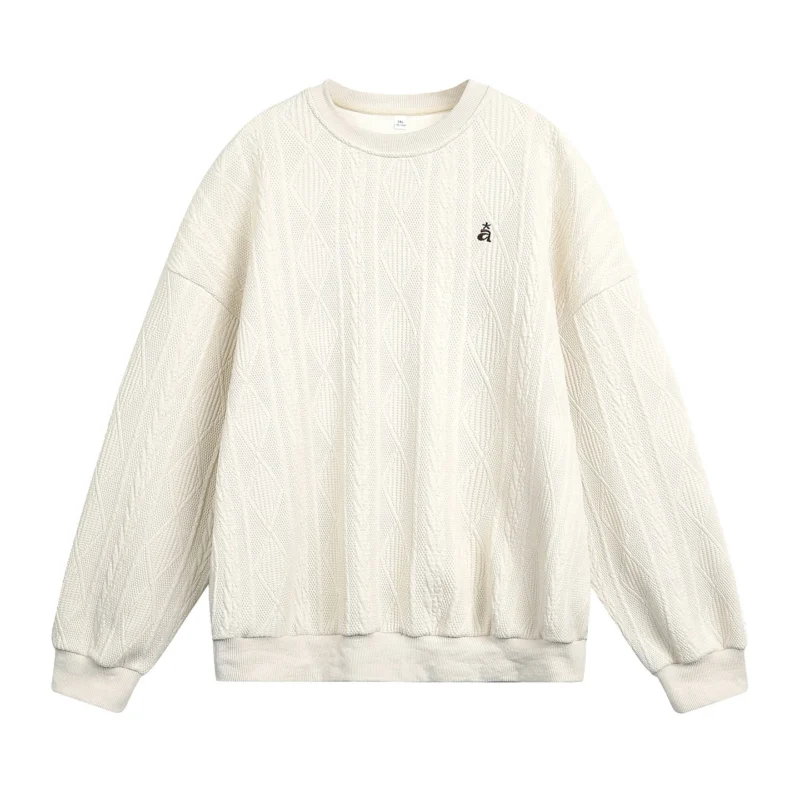Unisex Strukturiertes Oversize Rundhals‑Sweatshirt mit Zopfmuster und geripptem Saum Echo Archiv