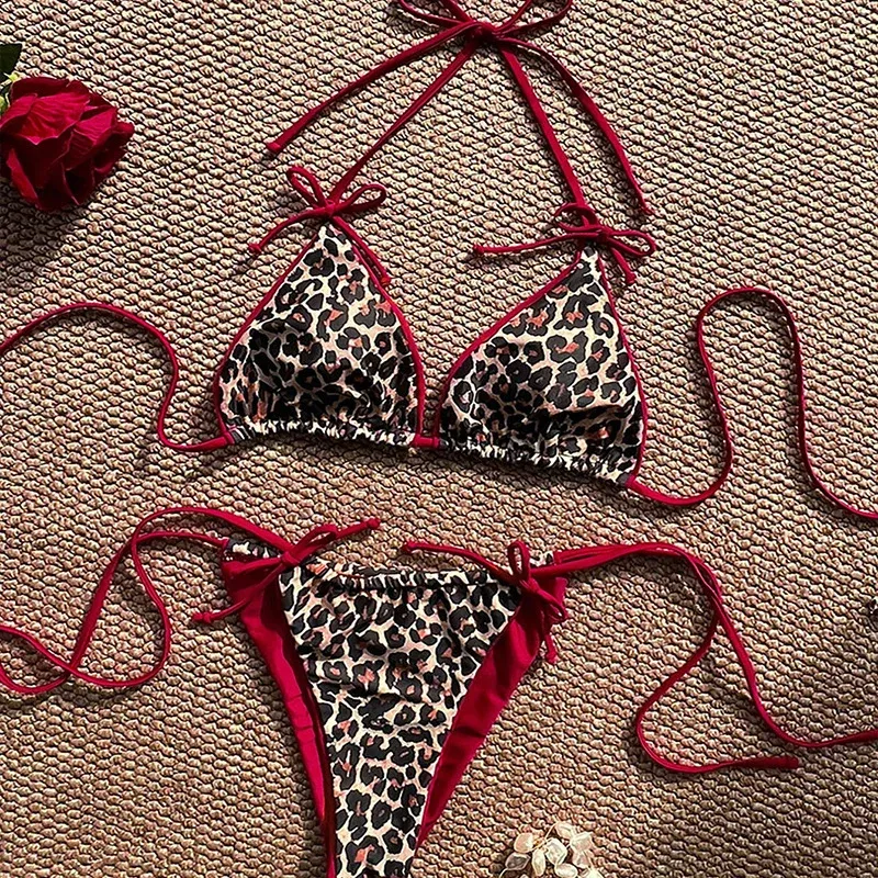 Damen Triangel-Bikini mit verspieltem Animal-Print und eleganten Bindebändern – Maréssa
