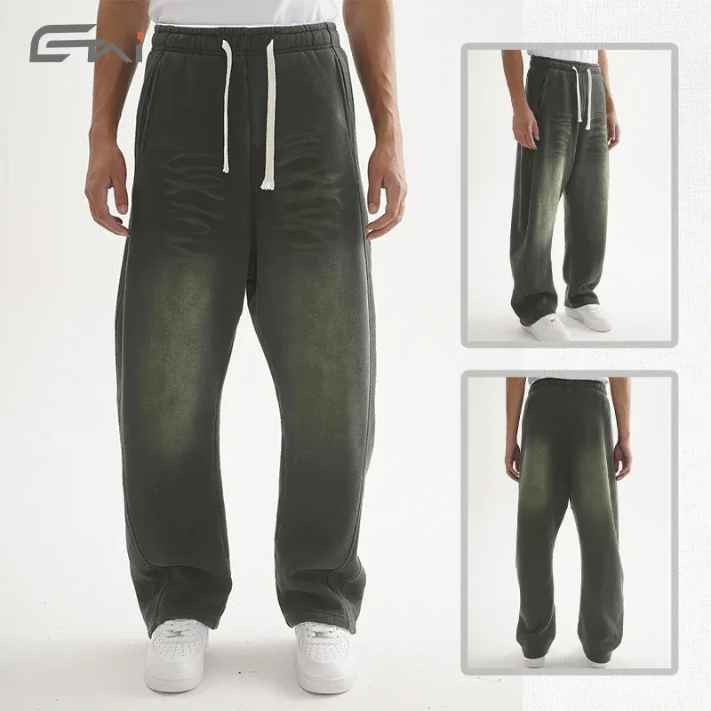 Herren Weite Sweathose im Haremsschnitt mit tiefem Schritt, extra langen Kordeln und Vintage-Fade Echo Archiv