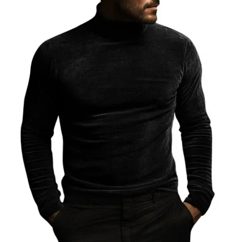 Herren eleganter Rollkragenpullover aus Samt – Norvane