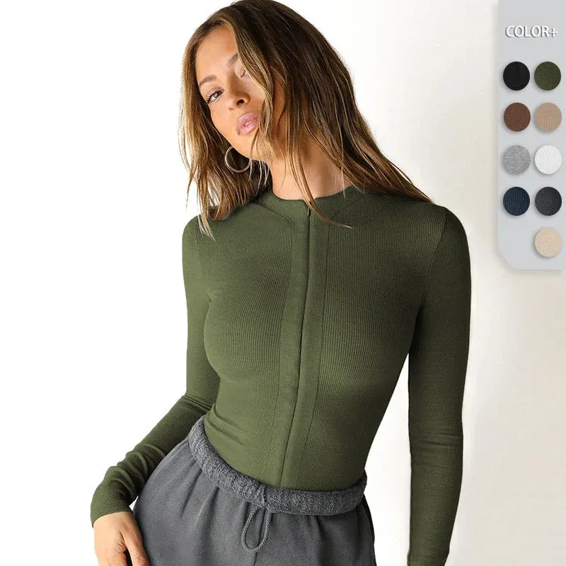 Damen Enganliegendes Longsleeve mit Stehkragen – Avérine